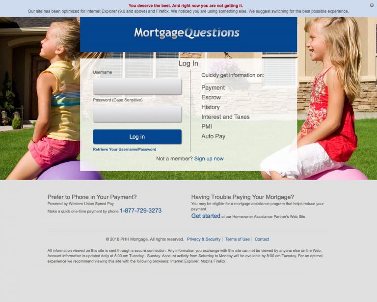 Mortgagequestions Login PHH Mortgage Bill Payment Online At www